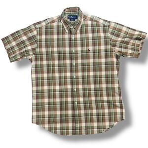 Ralph‎ Lauren Blake Plaid Short Sleeve Button Down Shirt Men's Medium